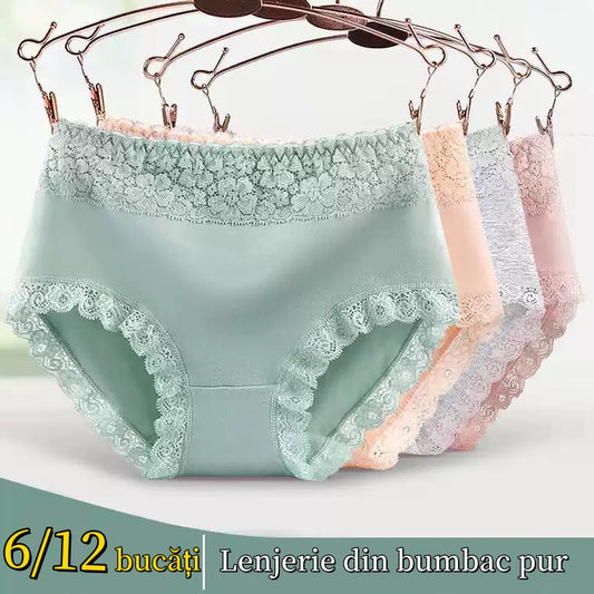 🔥【1 set de 6 piese】👙Chiloți fără cusături pentru femei cu talie mijlocie din bumbac respirabil 